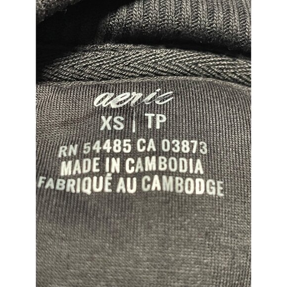 Aerie Black Sherpa Pullover Sweater Womens XS Quarter Zip Ribbed Collar Cozy - Picture 6 of 8